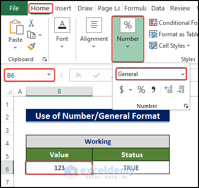Change Cell Format to Number/General to resolve isnumber not working in excel