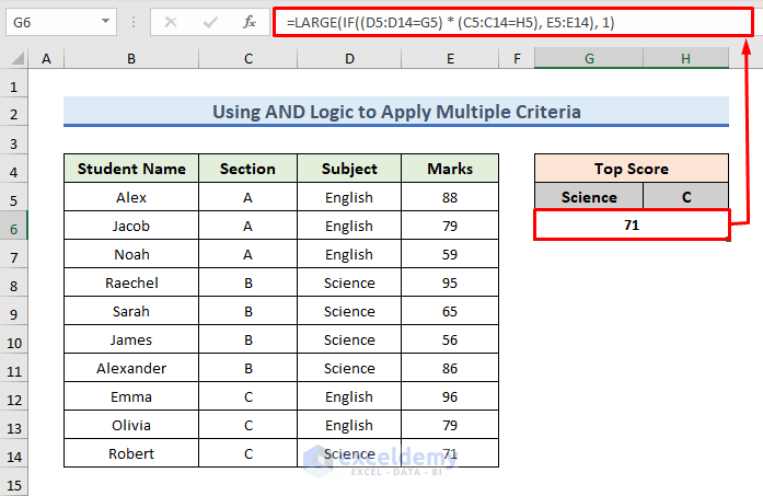excel large function with criteria