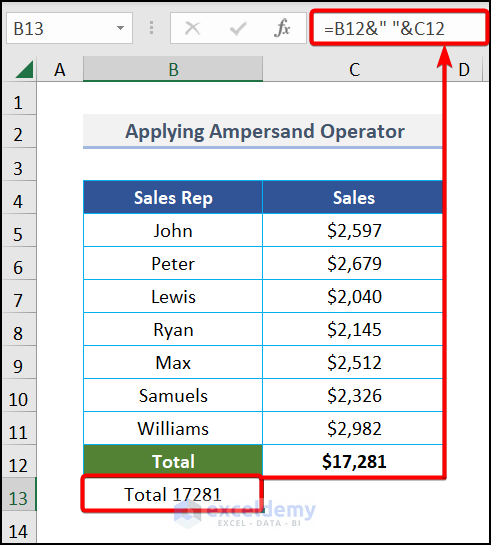 Using Ampersand Operator to link textbox to multiple Cells in Excel