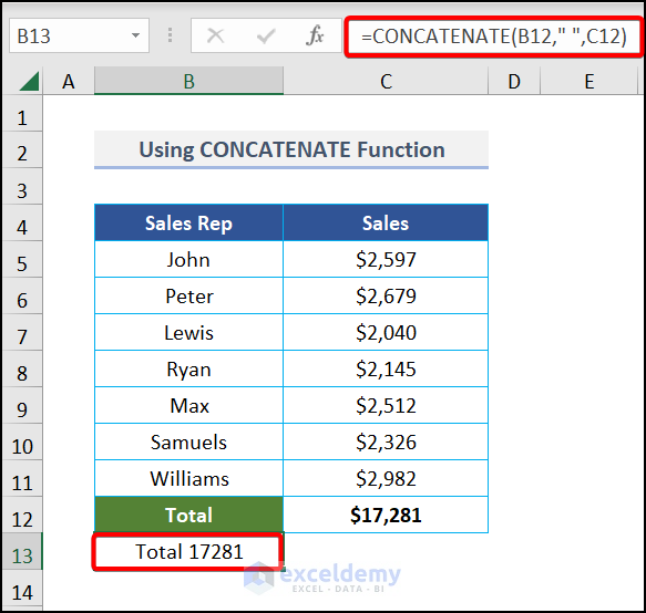 Using CONCATENATE function to link textbox to multiple cells in Excel