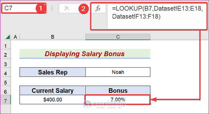 Display Salary Bonus Employing LOOKUP and VLOOKUP Functions Throughout Different Sheets