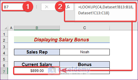 Display Salary Bonus Employing LOOKUP Function Throughout Different Sheets