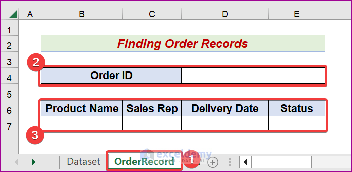 Creating the Data Model to Find Order Records in Excel