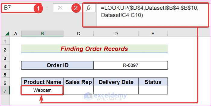 Utilize LOOKUP Function Within Multiple Sheets to Find Order Records in Excel