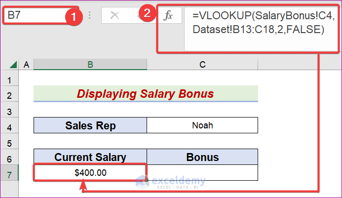 Display Salary Bonus Employing LOOKUP and VLOOKUP Functions Throughout Different Sheets