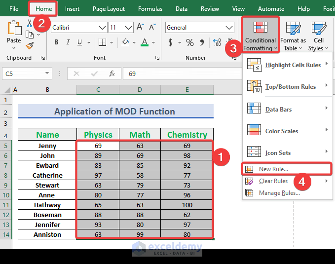 Select data for highlighting even numbers