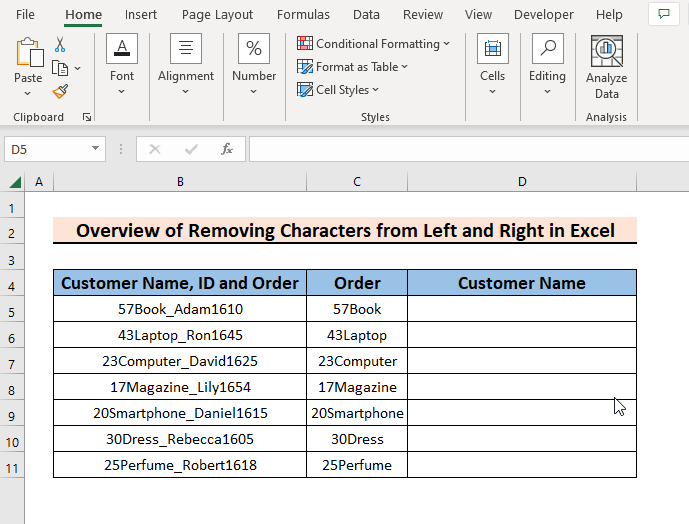 Overview of How to Remove Characters from Left and Right in Excel