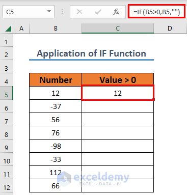 Single Value excel show only if greater than 0