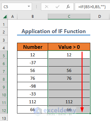 IF Function excel show only if greater than 0