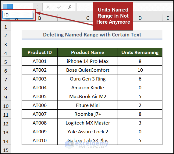 Deleted Named Range with Certain Text in Excel