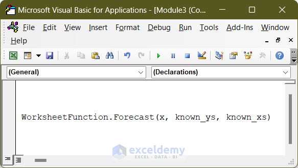 VBA Forecast function syntax