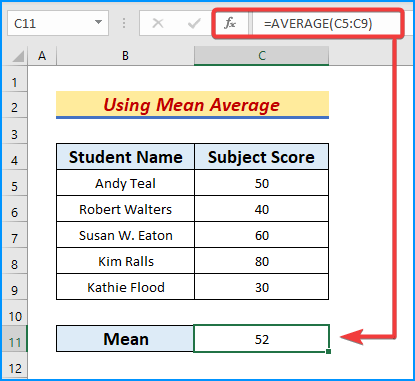 Use AVERAGE Function to Find Mean Average