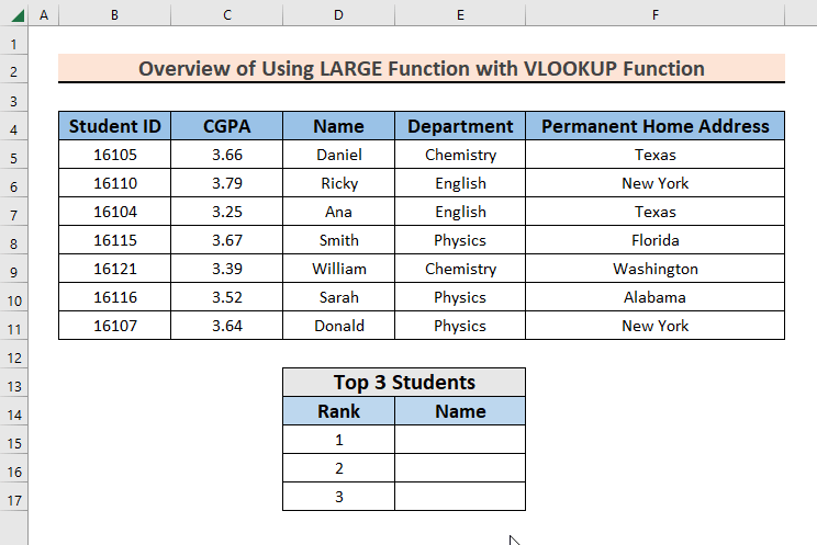 how to use large function in excel with vlookup