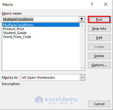 running the multiple conditions macro