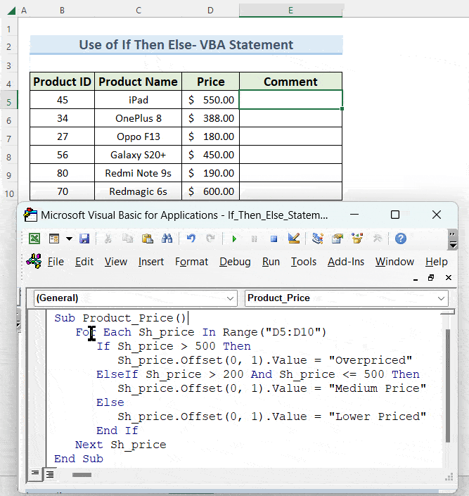 Overview of If Then Else Statement Excel