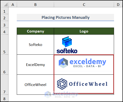 How to Insert Pictures Manually to Fit Cells size in Excel