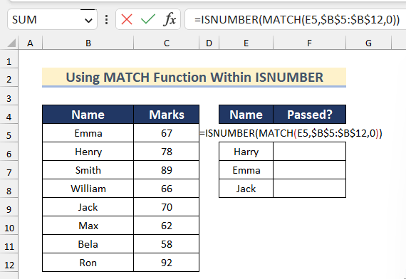 isnumber match function excel