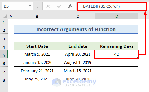 num error in excel because of Incorrect Arguments of Function