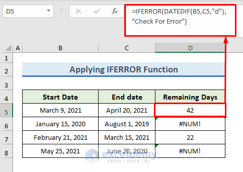 solution of num error in excel by Inserting IFERROR Function