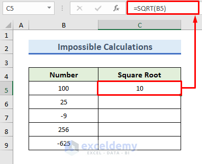 num error in excel because of Impossible Calculation