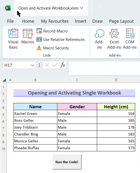 Opening and Activating a Workbook Using VBA