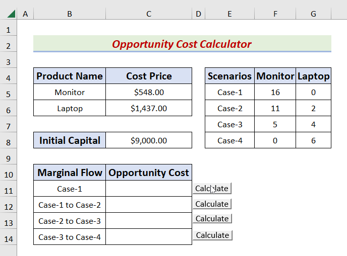 opportunity cost calculator excel