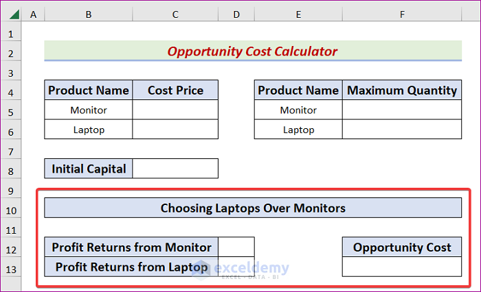 Information section for the Profit Returns and the Opportunity Cost