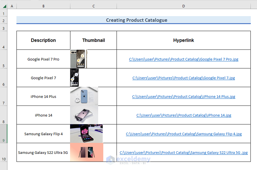 Step-by-Step Procedures to Create Product Catalogue in Excel
