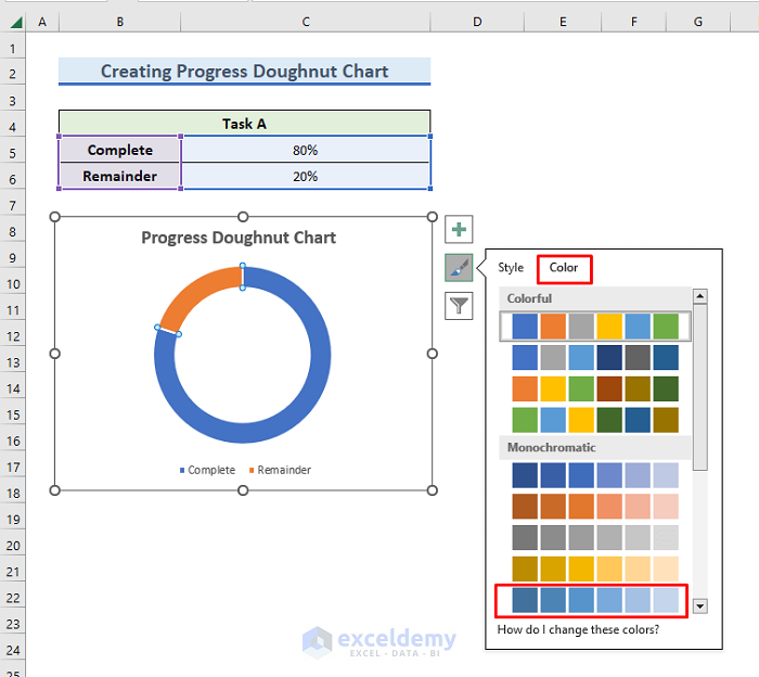 Changing Color of Doughnut Chart