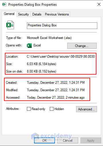 Excel Dialog Window How to View Properties Dialog Box in Excel (2 Quick Ways)