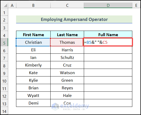 Employing Ampersand Operator to join text in Excel