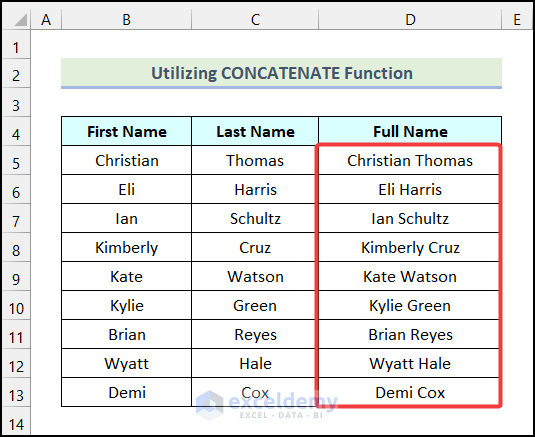 Final output of method 2 to join text in Excel