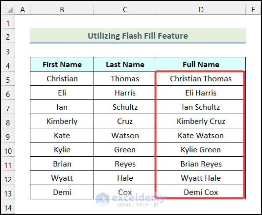Final output of method 5 to join text in Excel