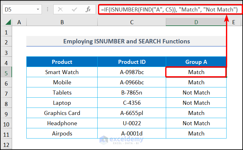Employing ISNUMBER and FIND functions for wildcard in IF statement in Excel