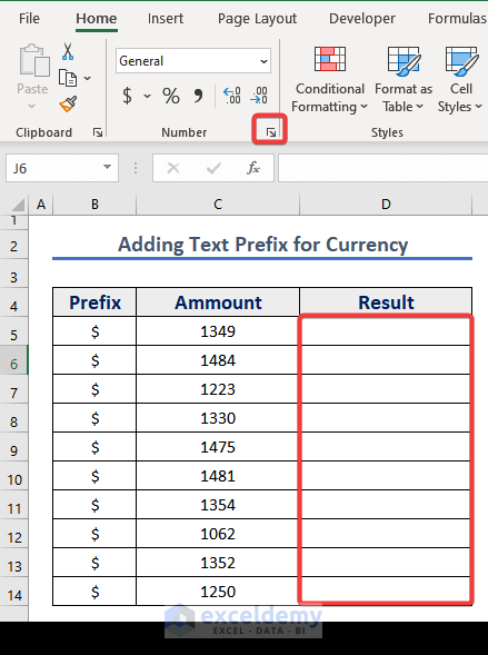 Going to Custom format option for Text Prefix