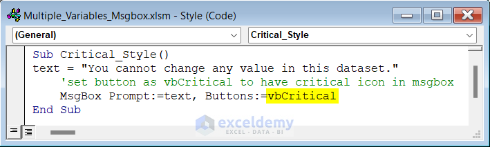 Code to add icons in VBA MsgBox