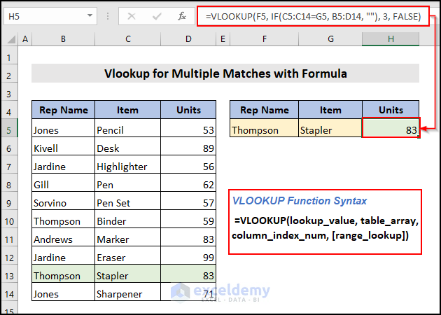  VLOOKUP with Multiple Criteria in Excel