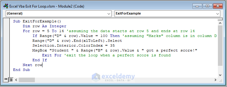Code Image of Exit a Loop When Condition Met