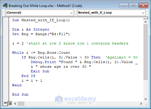 VBA code to break While loop with Nested If loop