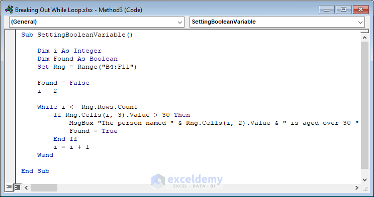 Setting a Boolean variable in VBA code in Excel