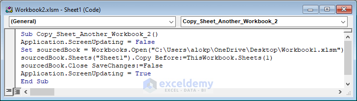 Copy data of a closed sheet into another workbook
