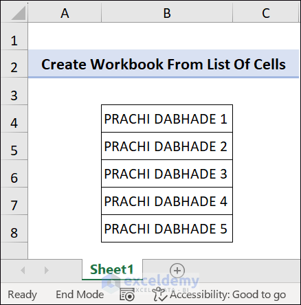 A list of names to create new workbooks