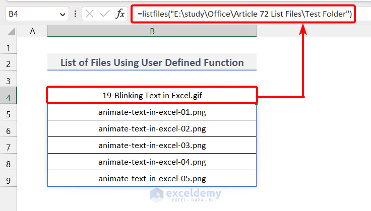 Resultant File List After Using User-Defined Function
