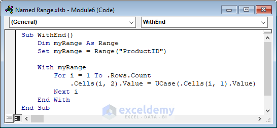 VBA Code to Loop Through Named Range Utilizing UCase Function
