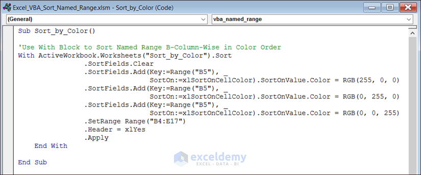 Sorting Table by Color with VBA