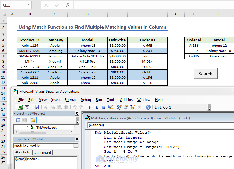 Overview of Utilizing Match Function to Find Multiple Matching Values in Column