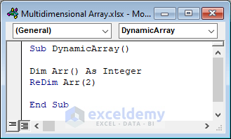 Dynamic array with ReDim statement