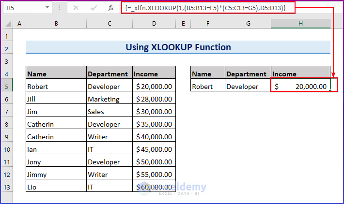 Using XLOOKUP Function with Multiple Criteria in Excel
