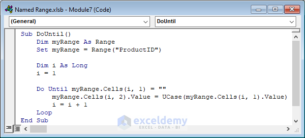 VBA Code to Loop Through Named Range Using Do Until Loop