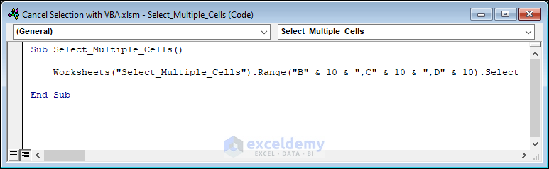 Code for Selecting Multiple Cells in Excel with VBA
